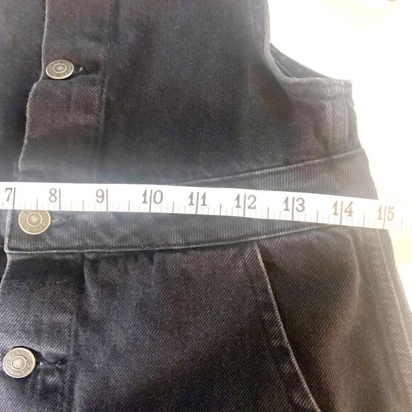 Denim Co Black Exposed Button Up Raw Hem Mini Skirt Overalls women’s Size 6 - Picture 7 of 9